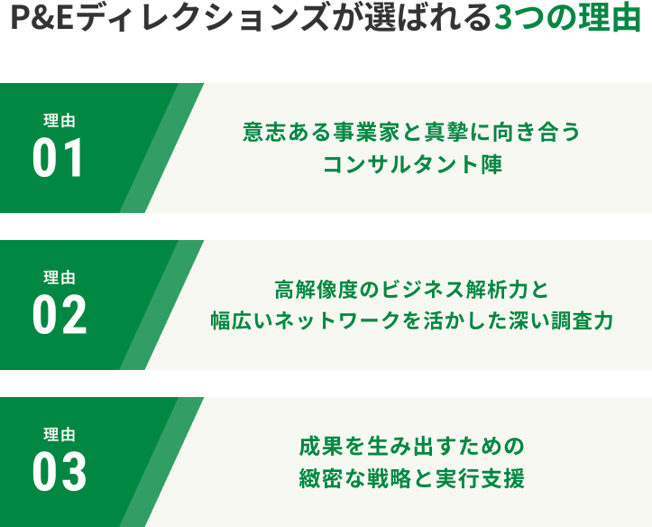 P&E DIRECTIONSが選ばれる3つの理由